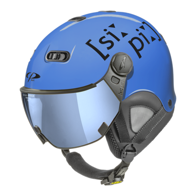 CP Carachillo XS skihelm blauw glimmend - helm met spiegel vizier (☁/❄/☀)