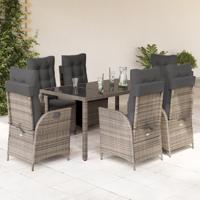 7-delige Tuinset met kussens poly rattan grijs - thumbnail