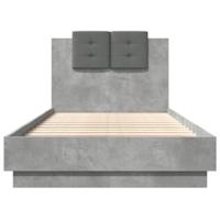 Bedframe met hoofdeinde bewerkt hout betongrijs 90x190 cm - thumbnail