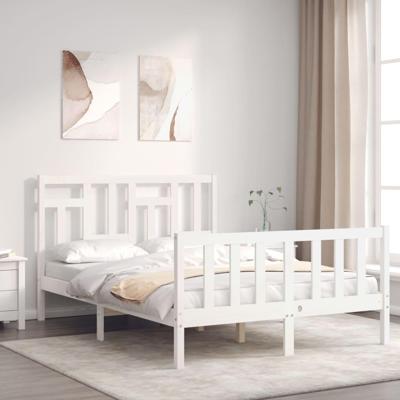 Bedframe zonder matras massief grenenhout wit 140x190 cm