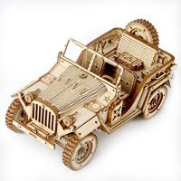 Robotime ROKR 3D houten legerjeep - thumbnail