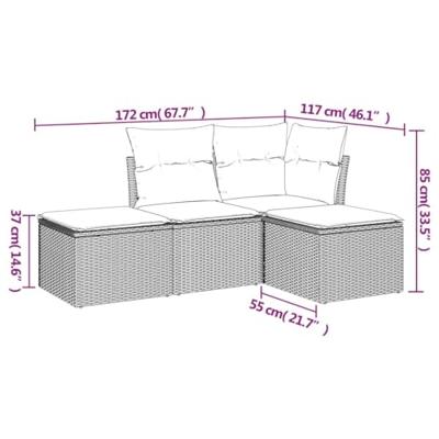 4-delige Loungeset met kussens poly rattan beige 4-delige Loungeset met kussens poly rattan beige