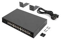 DIGITUS 26-poorts Fast Ethernet PoE netwerkswitch - 24x 100 Mbps RJ45 + 1x Gbps RJ45 combo + 1x SFP-poort - 19 inch - 185W PoE budget - 10/100 Mbps - thumbnail
