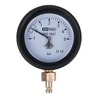 KS Tools 150.1847 Manometer 1,0 - 5,0 bar incl. Aansluitnippel en beschermkap - thumbnail