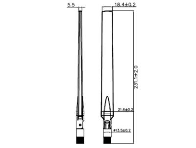 DeLOCK 88899 antenne WLAN 802.11 ac/a/h/b/g/n RP-SMA 4 ~7 dBi 23,1 cm - thumbnail