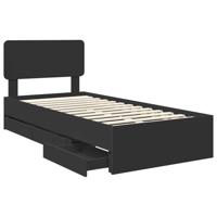 Bedframe met hoofdeinde Zwart 90 x 190 cm Geconstrueerd hout - thumbnail