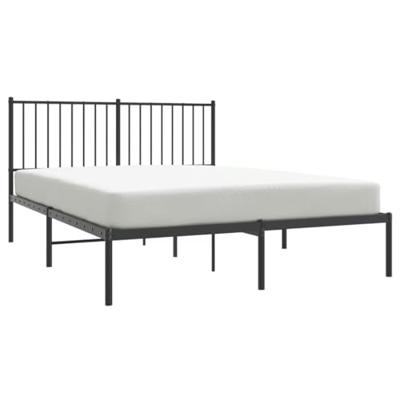 Bedframe met hoofdbord metaal zwart 135x190 cm