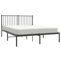 Bedframe met hoofdbord metaal zwart 135x190 cm - thumbnail