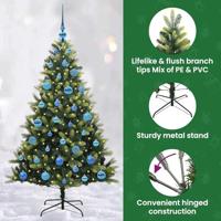 Kunstkerstboom met scharnier 150 LEDs Groen 150 cm PVC en PE - thumbnail