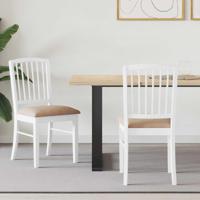 Eettafelstoelen 2 pcs Wit 50 x 52,5 x 91 cm Massief Rubberhout - thumbnail