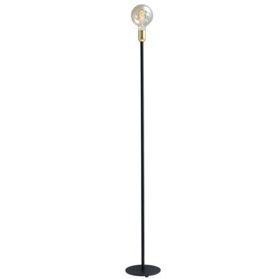 Masterlight Zwarte vloerlampTube 130cm met gouden fitting - 1461-05-02-130