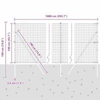 VidaXL Hek met paal groen 1,4 x 10 m staal en pvc - thumbnail