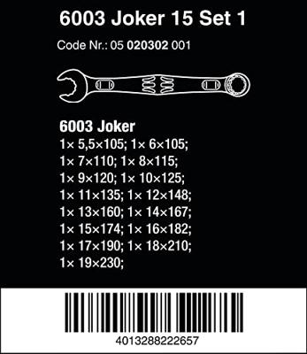 Wera 6003 Joker | Steek -en Ringsleutel-set | 15-delig - 05020302001 Wera 6003 Joker | Steek -en Ringsleutel-set | 15-delig - 05020302001