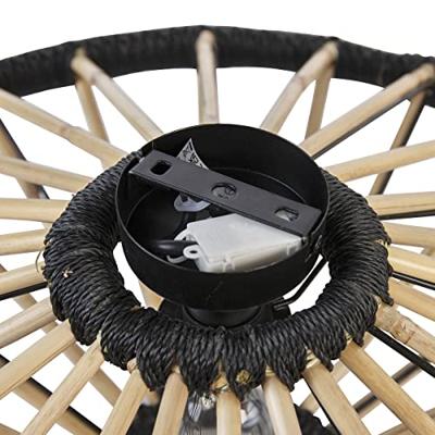 QAZQA Oosterse plafondlamp bamboe met zwart 60 cm - Evalin