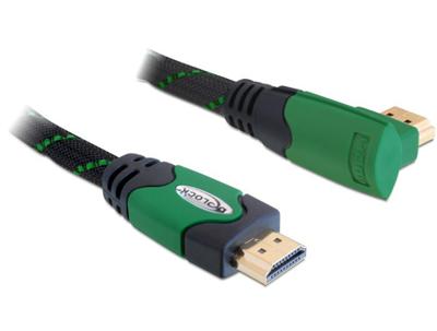 Delock 82953 HDMI-kabel HDMI Aansluitkabel HDMI-A-stekker 3 m Zwart, Groen Rond, 4K UHD, Vergulde steekcontacten, Verdraaid