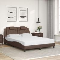 Bed met matras kunstleer bruin 140x190 cm - thumbnail