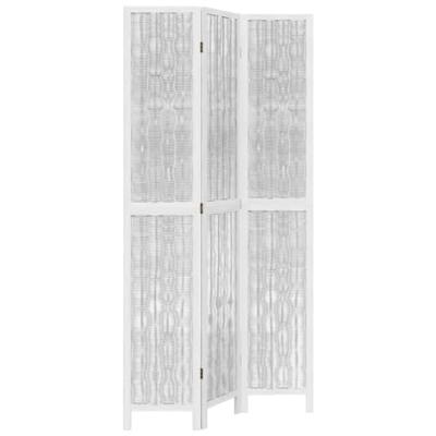 Kamerscherm met 3 panelen massief paulowniahout wit