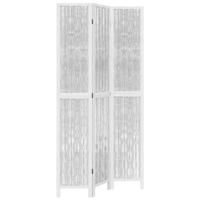 Kamerscherm met 3 panelen massief paulowniahout wit - thumbnail
