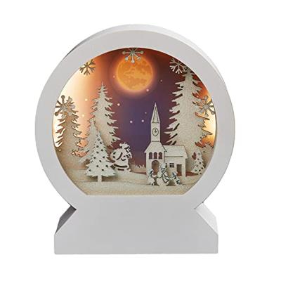 Hellum 522907 LED-decor Winterse kerk en kerstman Warmwit LED Wit Indirect licht, 3D-effect - thumbnail