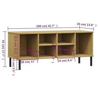 VidaXL Schoenenrek met metalen poten oslo 106x35x45cm grenenhout bruin - thumbnail