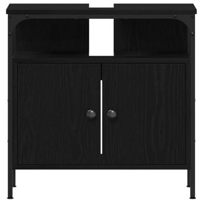 Wastafelkast 60x30x60 cm spaanplaat zwart eikenkleurig