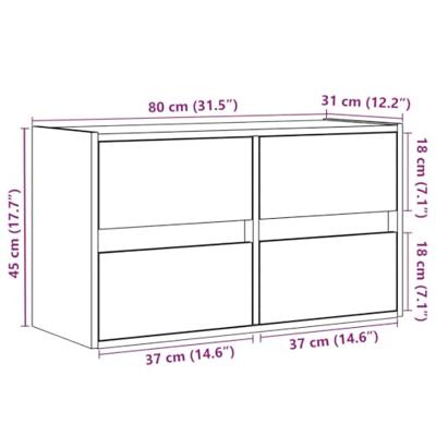 Tv-wandmeubel met LED-verlichting 80x31x45 cm wit