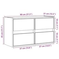 Tv-wandmeubel met LED-verlichting 80x31x45 cm wit - thumbnail