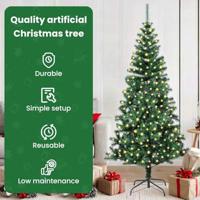 VidaXL Kunstmatig voorverlicht kerstboom groen 180 cm pvc en metaal - thumbnail