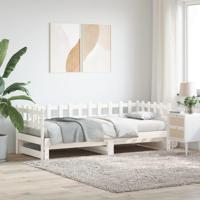Slaapbank uitschuifbaar massief grenenhout wit 2x(90x190) cm - thumbnail