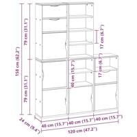 Bijzetkasten 5 st 40x24x79 cm massief grenenhout wit - thumbnail