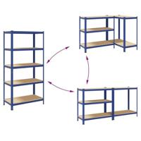 VidaXL Opbergrek 5-laags staal & bewerkt hout blauw - thumbnail