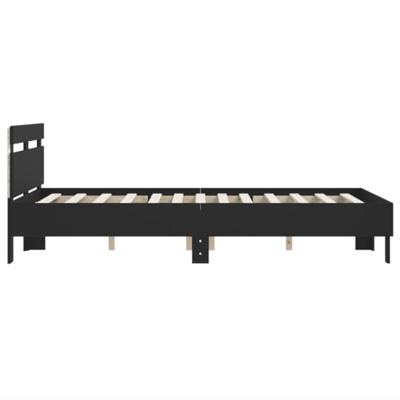 Bedframe met hoofdeinde en LED zwart 120x200 cm