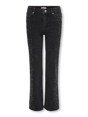 Kids ONLY winter jeansbroek meisjes - zwart - KogJuicy - wide leg fit, glitter steentjes