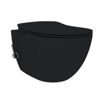 Wandcloset BWS Rimoff Ophang toilet met bidetkraan Warm en Koud Water Mat Zwart (Exclusief zitting) - thumbnail