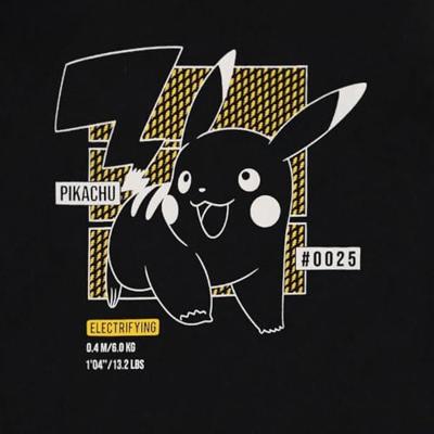 Pokémon - Pikachu Line-art Men's Short Sleeved T-shirt (Black)