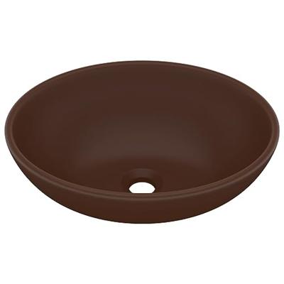 Wastafel ovaal 40x33 cm keramiek mat donkerbruin Wastafel ovaal 40x33 cm keramiek mat donkerbruin