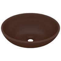 Wastafel ovaal 40x33 cm keramiek mat donkerbruin - thumbnail