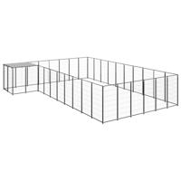Hondenkennel 19,36 m² staal zwart - thumbnail