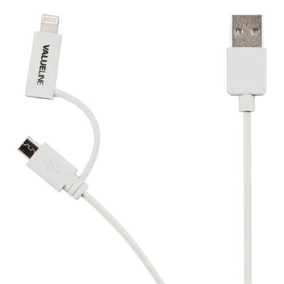 Nedis 2-in-1-Kabel | USB-A Male | Apple Lightning 8-Pins / USB Micro-B Male | 1 m | 1 stuks - CCGP39400WT10 CCGP39400WT10