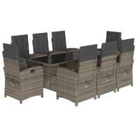 9-delige Tuinset met kussens poly rattan grijs - thumbnail