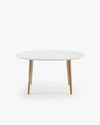 Kave Home Uitschuifbare Ovale Eettafel 'Oqui' 140 - 220 x 90cm, kleur Wit - thumbnail
