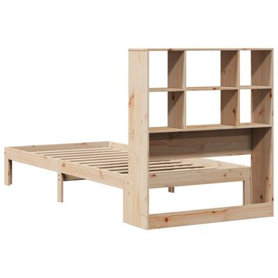 Bed met boekenkast zonder matras massief grenenhout 140x190 cm - thumbnail