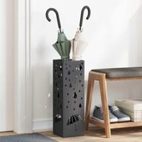 VidaXL Paraplu standaard met opslag zwart 15,5 x 15,5 x 49 cm metaal - thumbnail