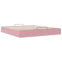 Ottoman bedframe zonder matras 200x200 cm fluweel roze - thumbnail
