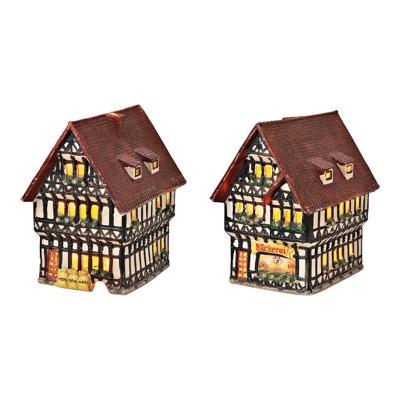 Wurm Light House "Bakkerij" met glazen raam van porselein, Kleurrijk (B/H/D) 11x16x17cm