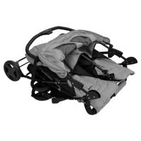 VidaXL Tweelingkinderwagen staal lichtgrijs - thumbnail