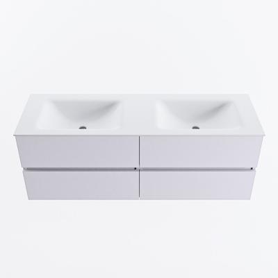 MONDIAZ VICA 140cm badmeubel onderkast Cale 4 lades. Wastafel CLOUD dubbel 2 kraangaten, kleur Talc.