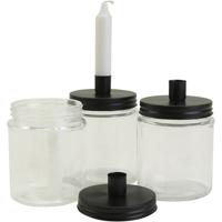 Potje met kandelaar en kaarsen, H: 15 cm, d 9.5 cm, afm 15 cm, 6 set/ 1 doos - thumbnail