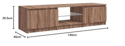 Tv-meubel met LED-verlichting 140x40x35,5 cm bruin eikenkleur