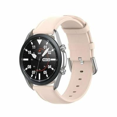 By Qubix - Compatible met Garmin Forerunner 255 - Classic leren bandje - Roze - leather - Compatible Garmin bandje - Bandbreedte: 22mm